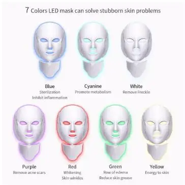  Led Face Mask 7 Color LED Facial Neck Mask with EMS Microelectronics LED Photon Mask Wrinkle Acne R - 4000003283093