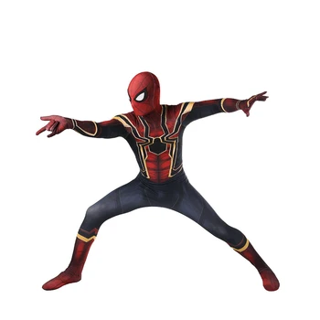 

2018 Free shipping Avengers COS Spiderman Homecoming Cosplay Costume Anime Full Bodysuit for Halloween party for kids and adult