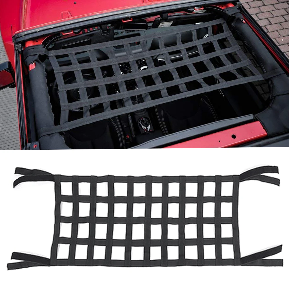 Heavy Duty Cargo Net Car Top Roof Hammock Bed Rest Storage Network Cover For Jeep Wrangler JK 2007 Up Exterior Accessories Cover (3)