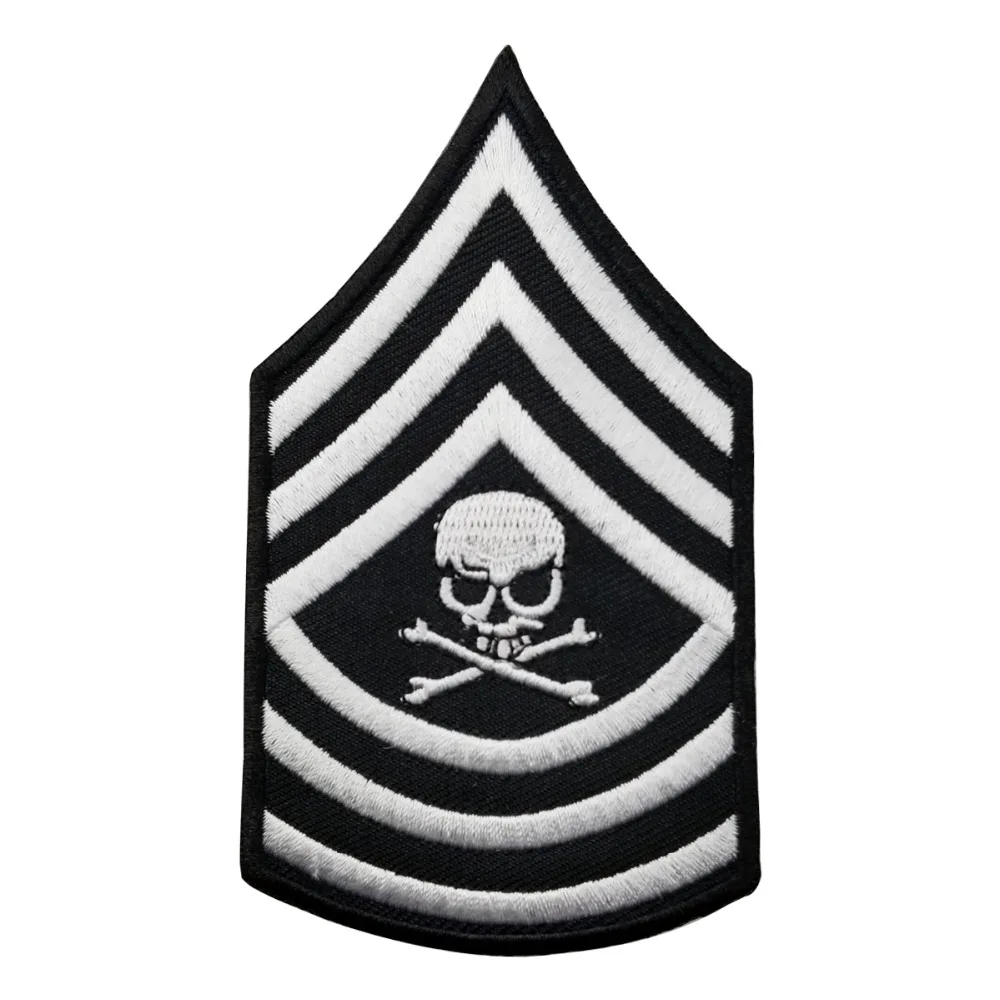 Black and white stripes skull military patch applique custom biker front embroider iron on motorcycle patch cloth stickers  (1)