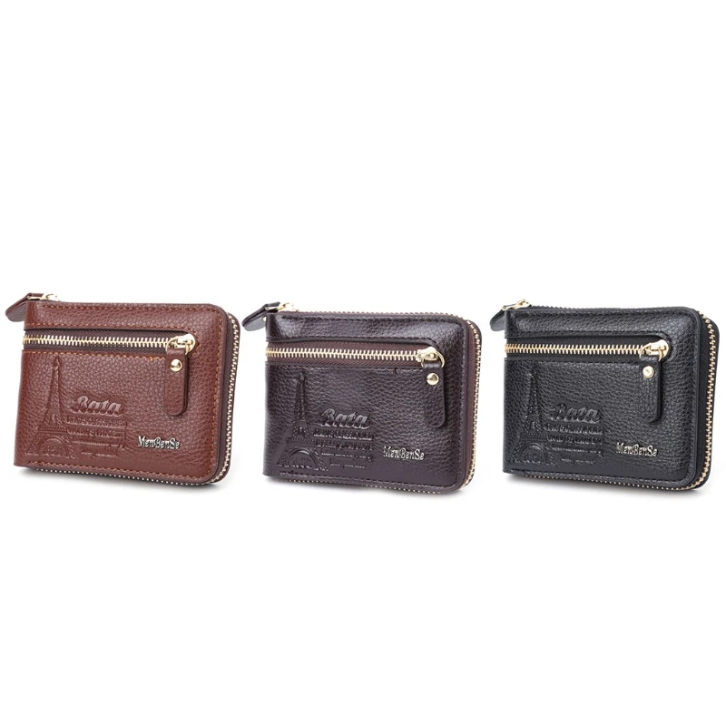 

New Fashion Men Faux Leather Mini Wallet ID Card Key Holder Zip Coin Purse Bag Pouch