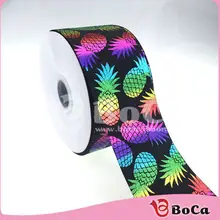 100 ярдов " 75 мм сочетание радужных ананасов голограмма grosgrain ленты принимаются на заказ