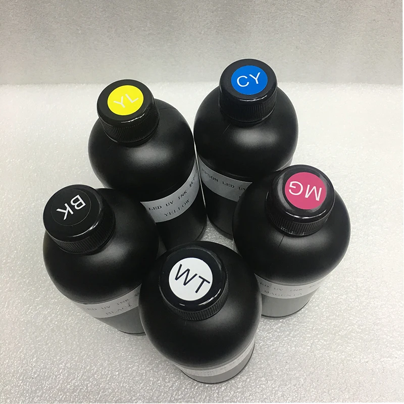 

5pcs 500ml black/cyan/white/yellow/magenta UV Printer Ink Soft UV ink normal