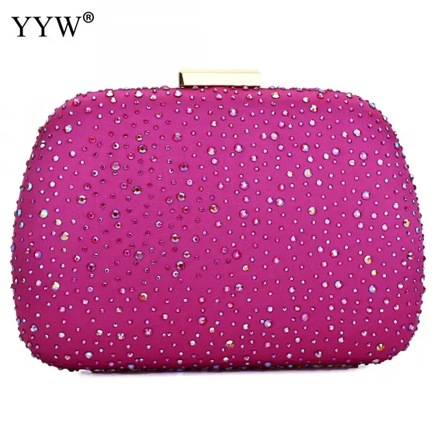 Yellow Pu Crystal Evening Clutch Bags For Women Clutches Wedding Purse