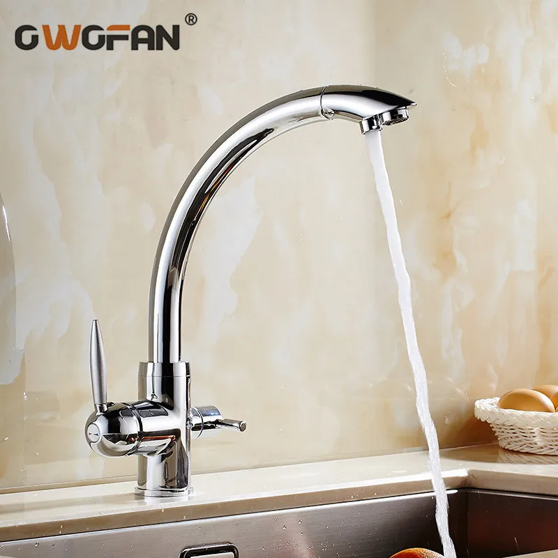

Kitchen Faucets Chrome Solid Brass Crane For Kitchen Deck Mounted Water Filter Tap Sink Mixer Kitchen Faucet N22-125