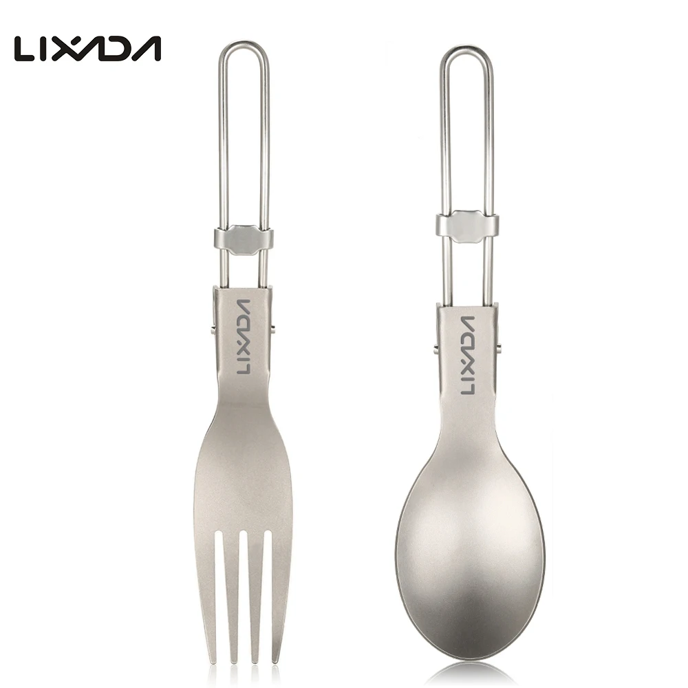 

Lixada Titanium Folding Spork Spoon Titanium Camping Cookware Fold Flatware Lightweight Handle For Picnic Outdoor Camping Travel