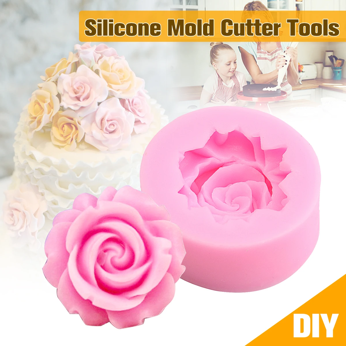 

Big Rose Flower Silicone Mold 3D Silicone Cake Mold Fondant Decorating Chocolate Cookie Soap Polymer Clay Resin Baking Molds