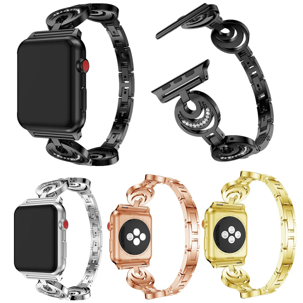 

Diamond Bracelet Stainless Steel Strap Watchband Link Buckle Wristband For Apple Watch 38/42mm Series 1/2/3 Women/girl