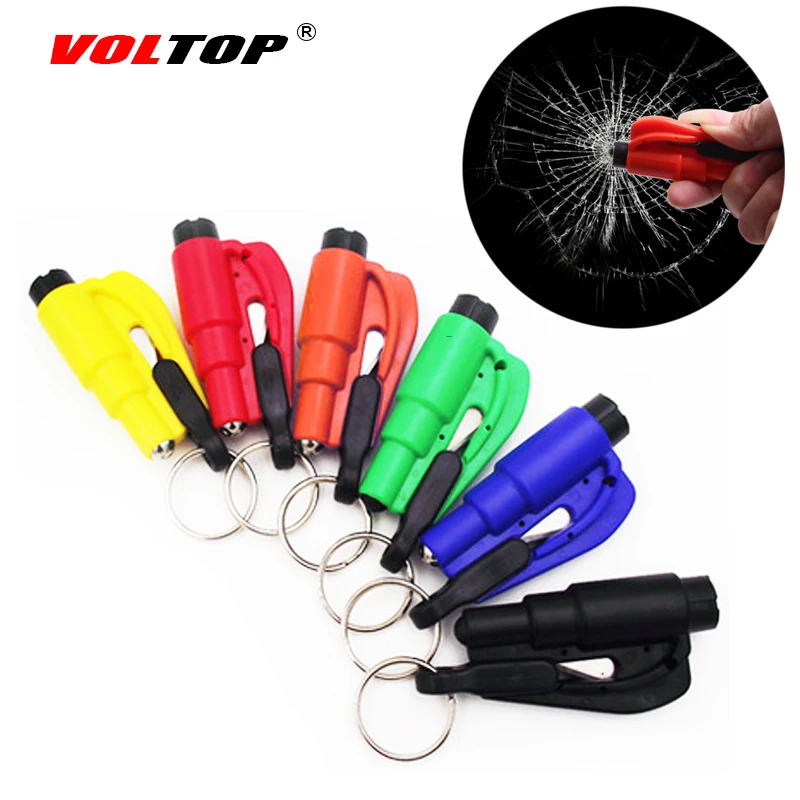 Car Safety Hammer Key Ring Chain Knife Life Saving Seat Belt Cutter Break Window Glass Auto Emergency Escape Broken Rescue Tool