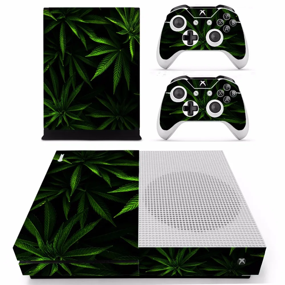 Зеленый лист травяной кожи наклейка для microsoft Xbox One S консоль и 2 контроллера для Xbox One S шкуры наклейка виниловая