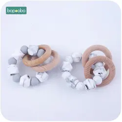 Bopoobo 1 шт. силиконовые бусины с деревянным кольцом погремушка DIY ремесла еда класс Прорезыватель для зубов Детские принадлежности для