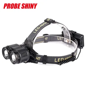 

New High Quality PROBE SHINY 2x XM-L T6 LED Induction Headlamp Rechargeable Headlight Drop Shipping