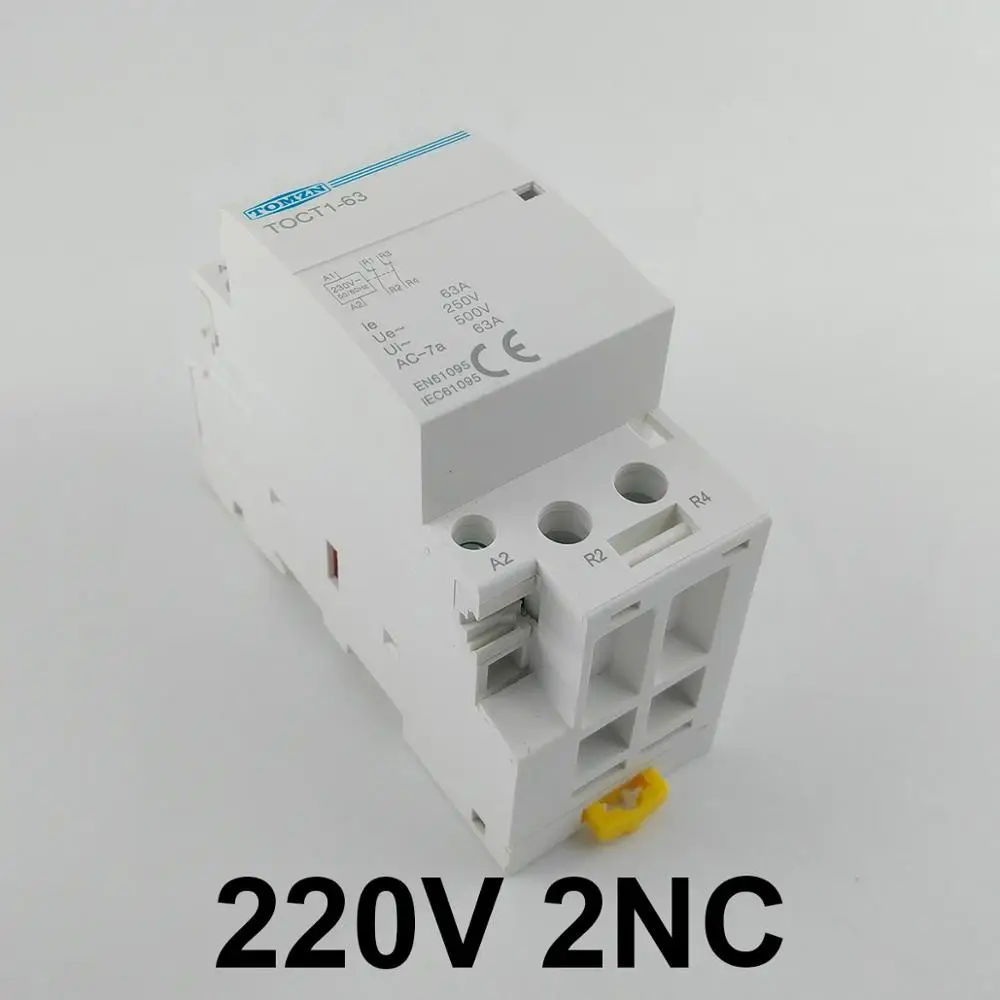 2NC TOCT1 Американская классификация проводов 2р 63A 220 V/230 V 50/60HZ Din rail бытовой ac Контактор В соответствии с стандартом 2NO 2NC или 1NO 1NC - Цвет: 2NC
