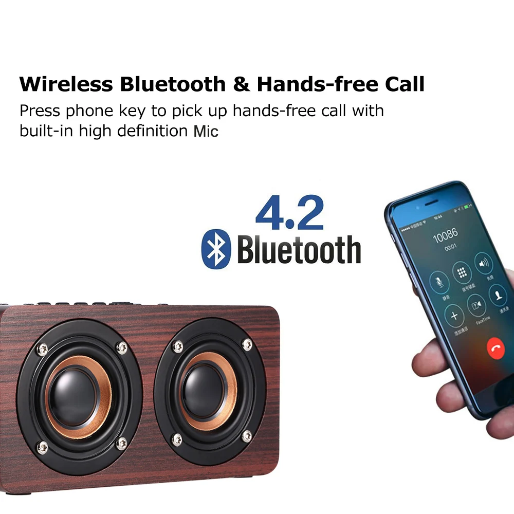 W5 Деревянный беспроводной Bluetooth динамик двойной динамик Поддержка TF карты AUX аудио линия подключения громкий динамик s Портативный бас бумбокс