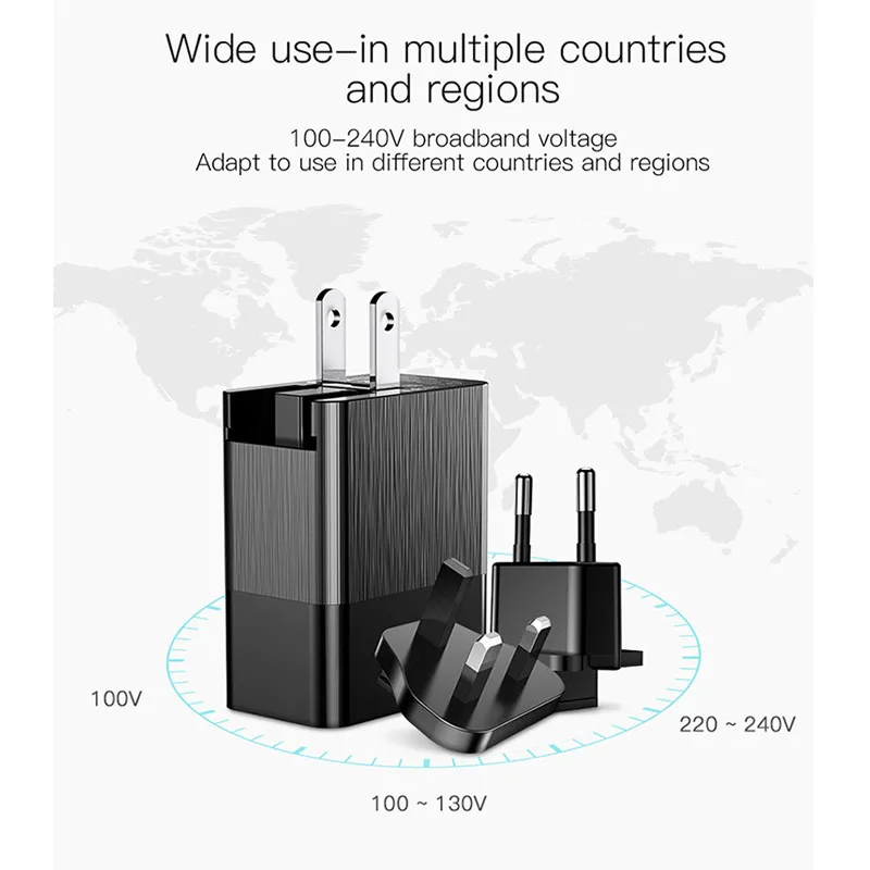 Baseus Универсальное зарядное устройство USB 2.4A адаптер для путешествий настенное зарядное устройство для iPhone samsung S9 S8 Xiaomi, бесплатный переключатель в разъем EU/US/UK