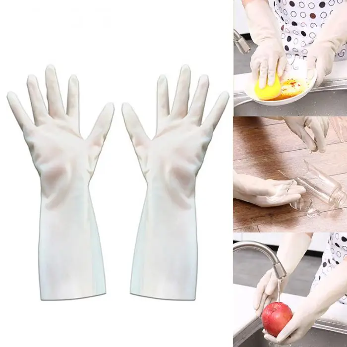 1pair Rubber Cleaning Gloves Oil Resistant Dish Washing Reusable Cleaning Gloves QP2