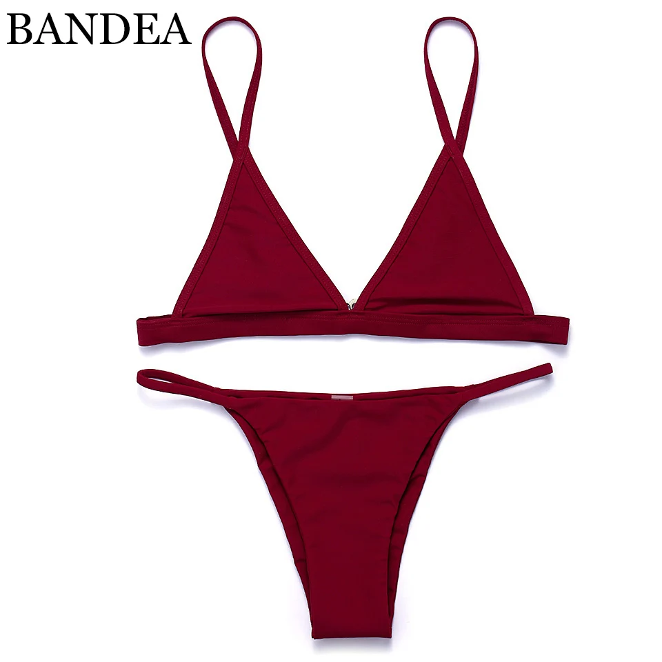 BANDEA 2017 классический стиль бикини установить женщины сексуальные купальники вино Красное бикини Бразильский купальник пляж сексуальный купальник установить последний Цвет