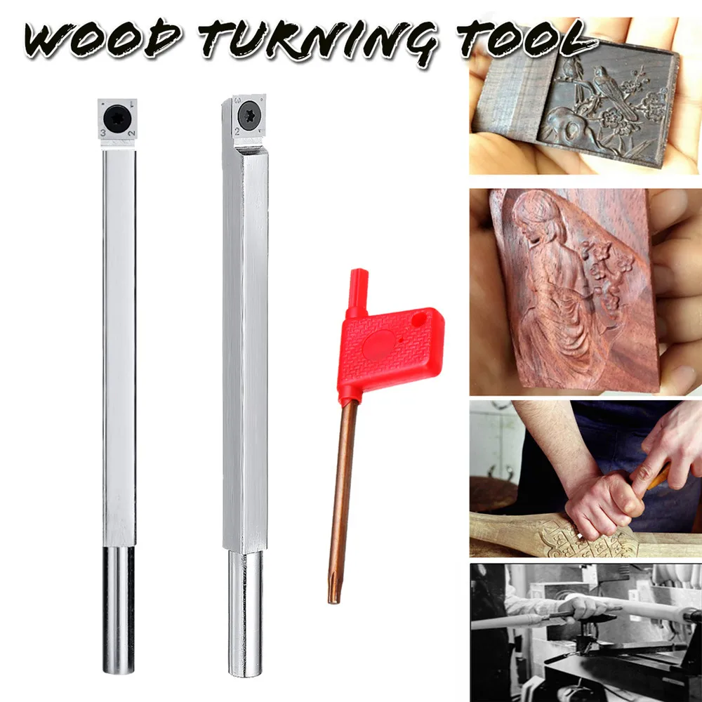 

90HCR Wood Turning Tool Carbide Tip Chisel Square Changeable DIY Rotary Cutter