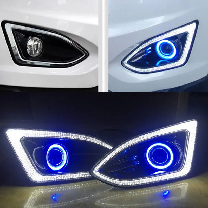 

Auto Fit For Ford EDGE 2015 2PCS Daytime Running Light DRL + Angel Eyes