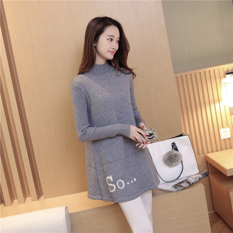 

Spring new shirt Korean version of large size sweater in the long section of pregnant women thin section sweater long sleeve dre