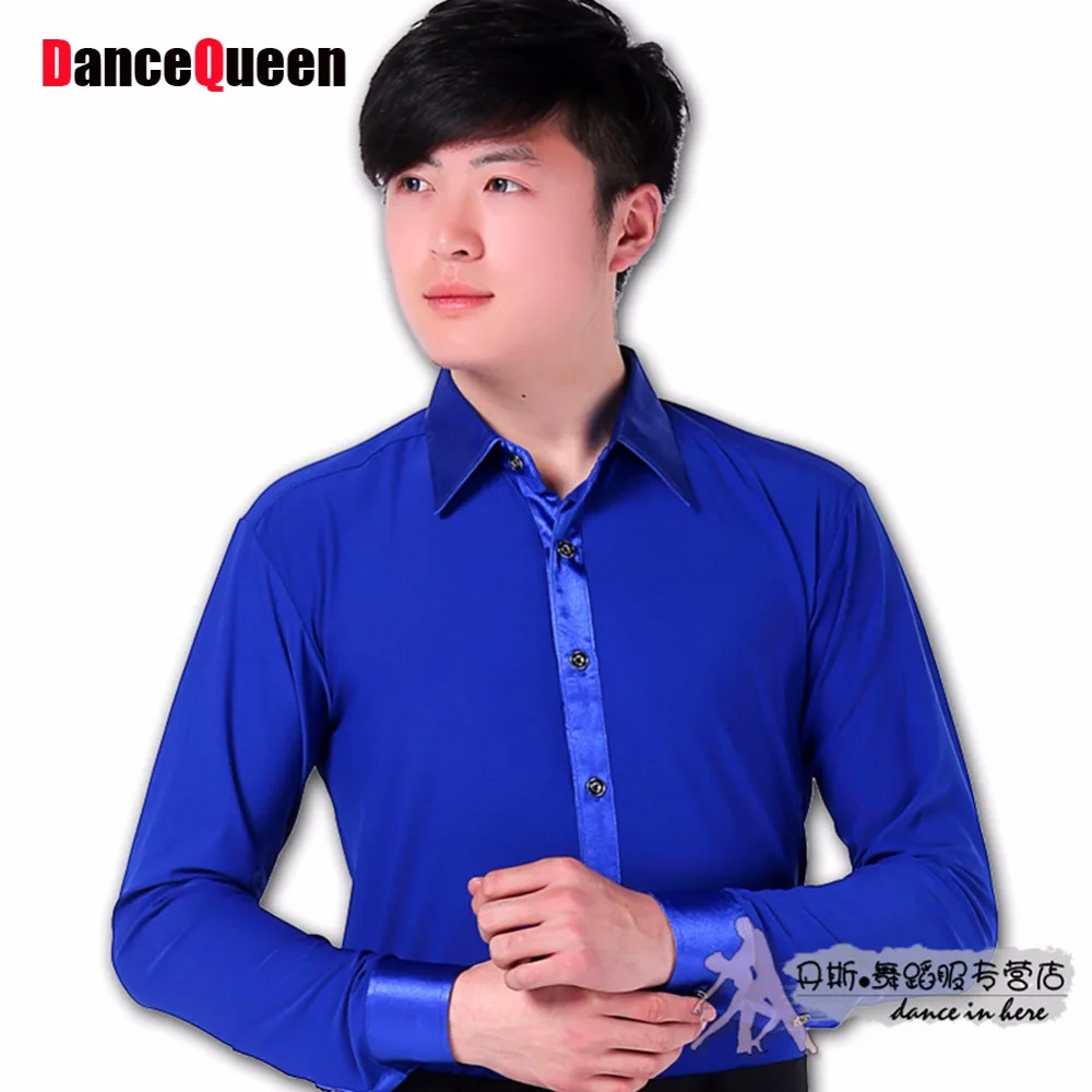 Buy Man Ballroom Dance Tops Blue Men Dance Shirt