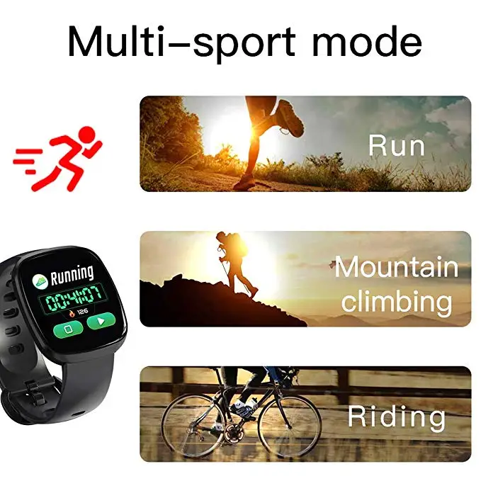 Fitness Tracker Smart Watch Bluetooth Heart Rate Monitor Touch Screen Waterproof Step Calorie Counter Pedometer For iOS Android