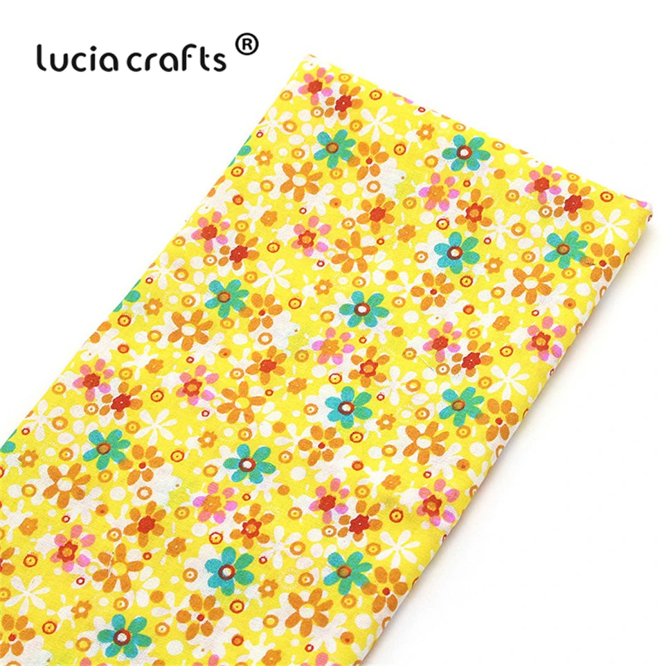 Lucia crafts, 7 шт./лот, 25*25 см, хлопковая ткань с принтом для рукоделия, куклы, ручная работа, шитье, Лоскутная Ткань, текстиль, ткань H0913