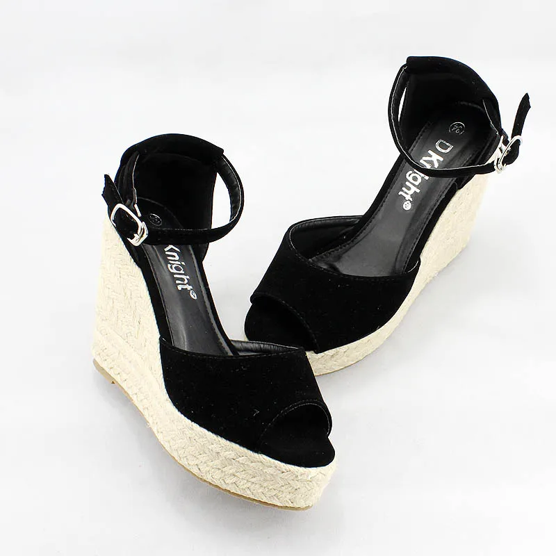 Женские босоножки с ремешком на щиколотке Boho летние туфли танкетке открытым