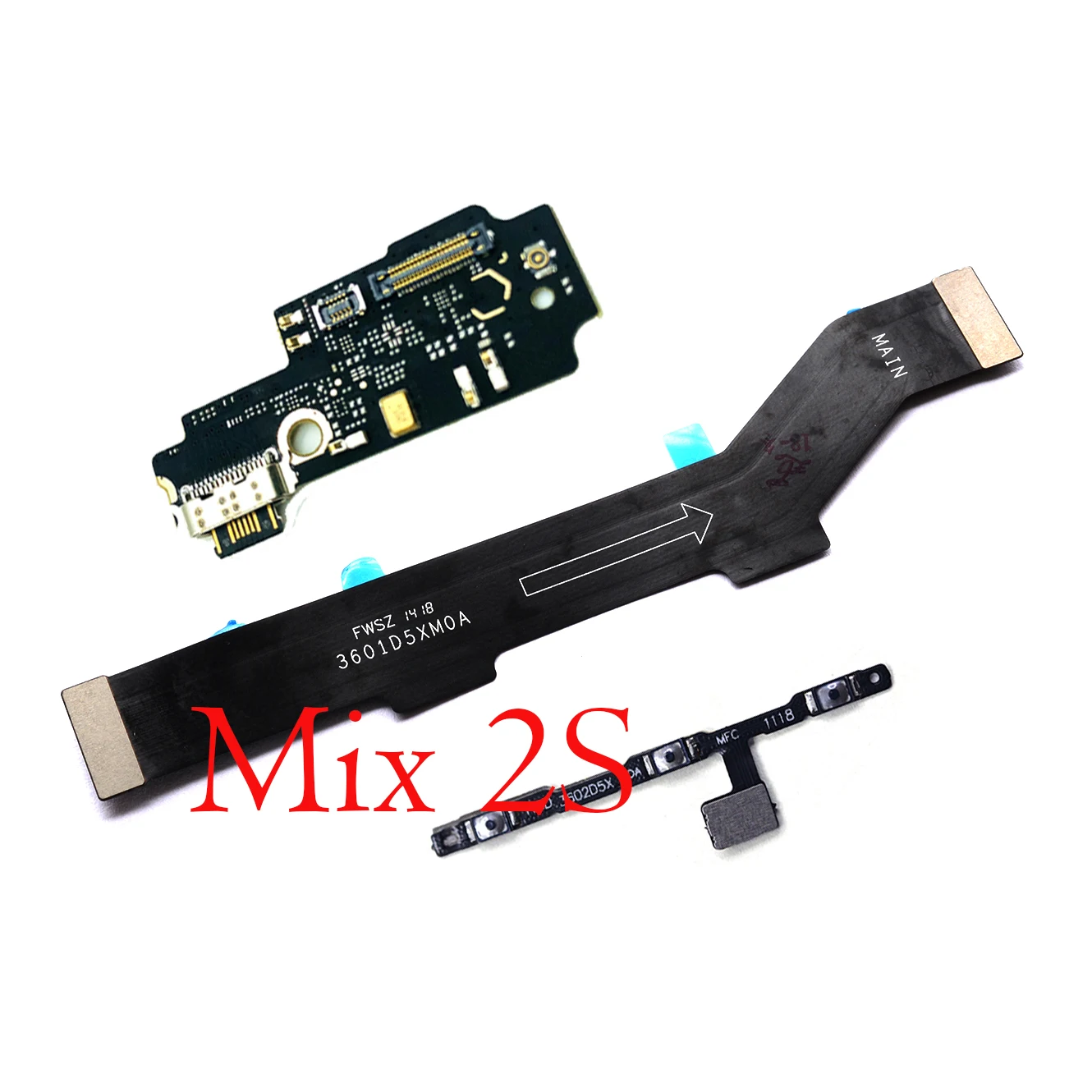 

power volume strip main board mainboard USB charging charger port boad flex cable microphone for Xiaomi Mi Mix 2S Mi Mix2S
