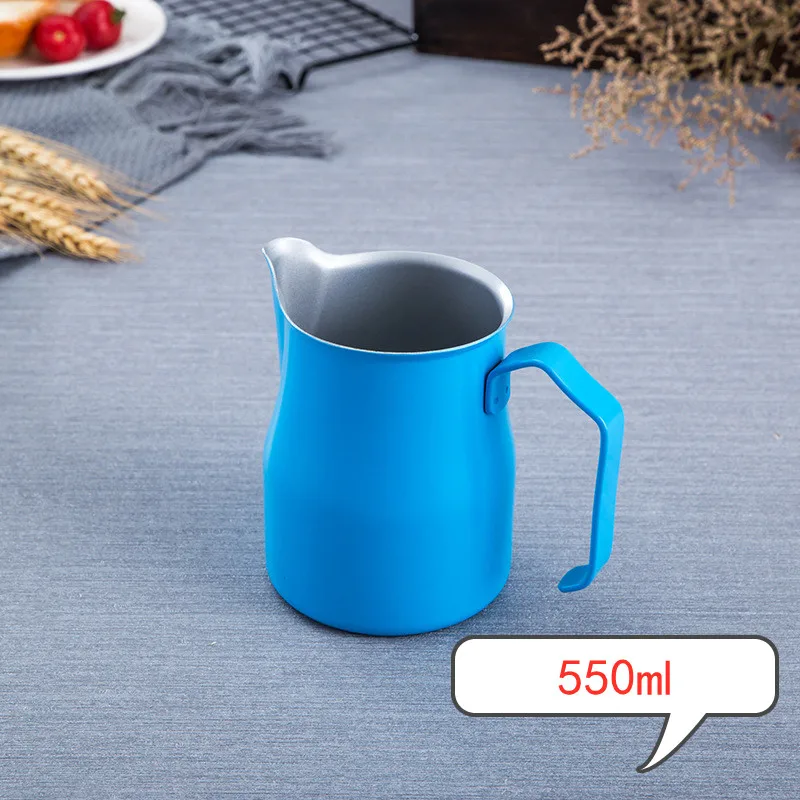 550ml Высококачественный кувшин для вспенивания молока из нержавеющей стали, кувшин для эспрессо, для кофе, Мока, капучино, латте, напитков, бариста, ремесло, 5 цветов - Цвет: 550ml