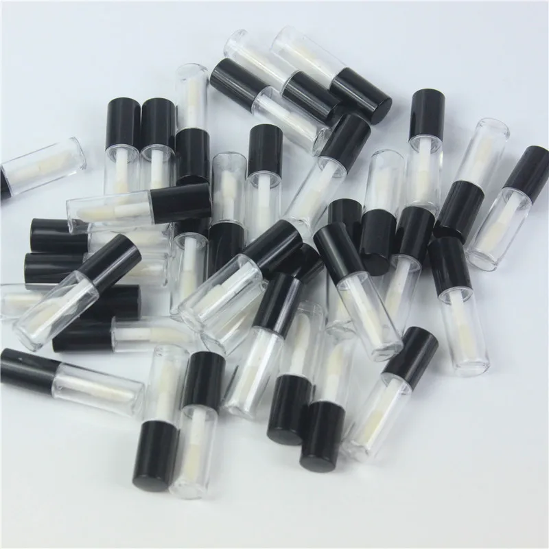 

68pcs/lot 1.2ml Empty Clear Lip Gloss Tube With Blck Lid Lips Balm Brush Container Beauty Tool