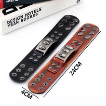 12 штук в упаковке Винтаж панк из натуральной кожи приковано череп ручной работы wide40mm защелки браслет