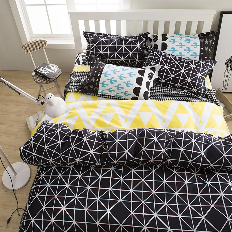 

Black And White Stripe Printed Bedding Sets Super King Size Bed Sheet Duvet Cover Set Pillowcases