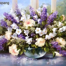 Бескаркасная фотография на стене льняная картина маслом по номерам абстрактное Рисование по номерам уникальная краска для подарков по номерам Лаванда