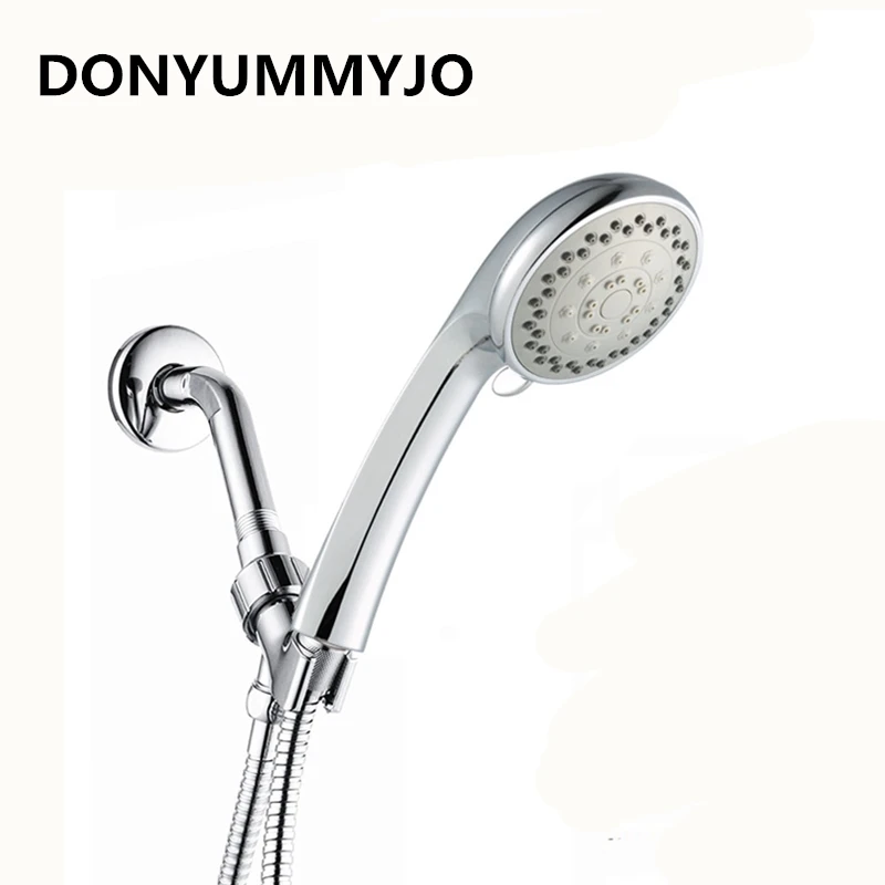 

Bathroom Chrome ABS Finished 5 Funtions Shower Head Set With Holder And Hose Rainfall High Pressure Shower Head Water Saving
