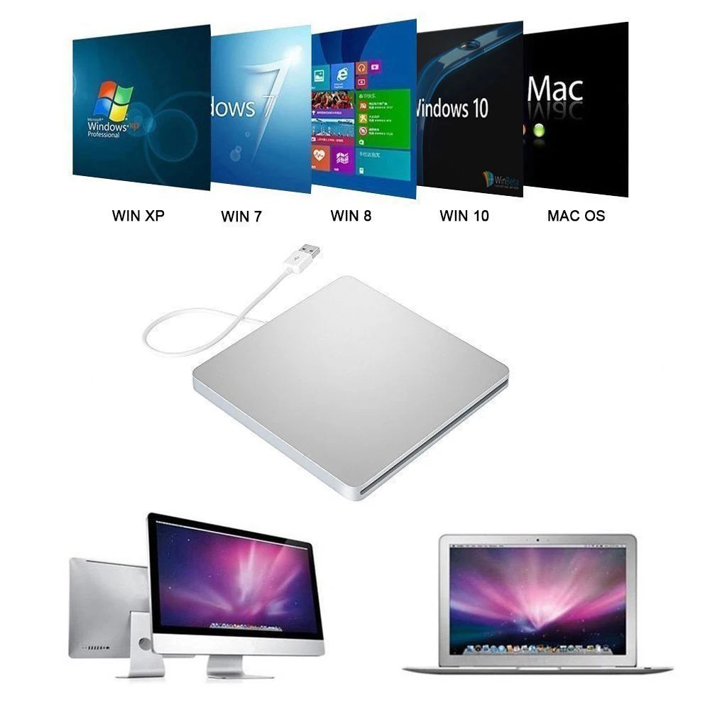 Для Apple Mac Book Pro MacPro MacBookPro компьютер USB 2,0 привод 8X DVD плеер DVD-ROM Combo 24X CD-R горелки внешний тонкий привод