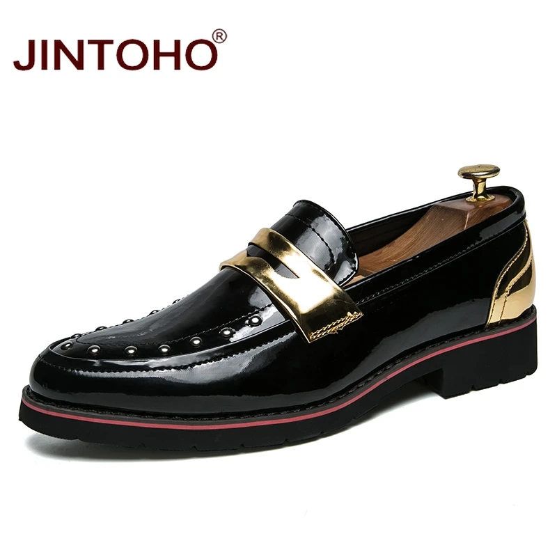 JINTOHO мужская обувь на плоской подошве кожаные лоферы без застежки модная