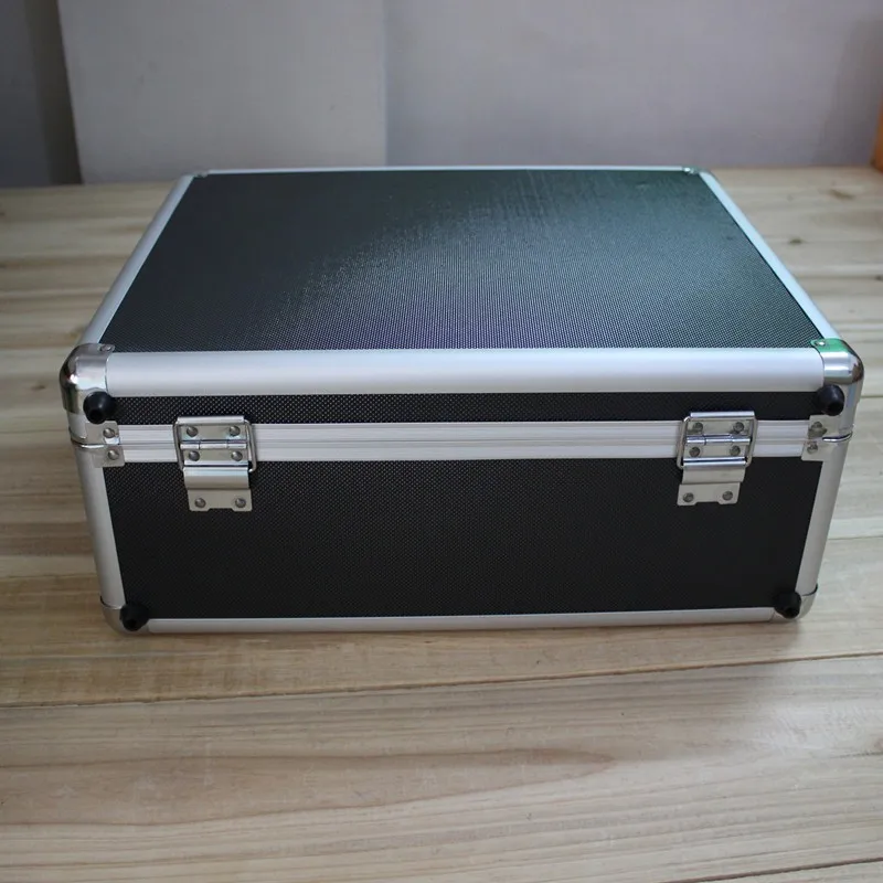 Tactical box aluminium tool case magic props file storage Hard carrying box Hand Gun case Locking Pistol with foam 43*35*17CM