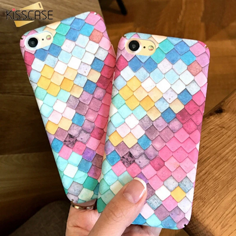 

KISSCASE 3D Fish Scales Case For iPhone 7 6s 6 Plus 5S SE Case Colorful Pink Cute Hard Back Cover For iPhone 6 7 6S 5S SE Cases