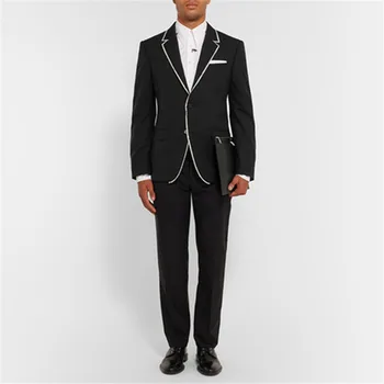 

2020 New Classic Design Style Groom Two Pieces Notched Lapel Two Buttons Three Pockets Evening Party Suits (jacket+pants)