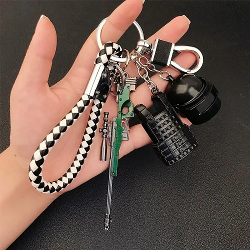 

2019 High Quality Bar Arm Mini Model Metal Key Chain Helmet 98K BacKpack Pan Key Chain Car Wallet Man Key Chain Pendant