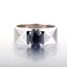 Robira Men’s Wedding Ring 18K White Gold Wedding Band Natural Sapphire Engagement Rings Fine Jewelry Valentine’s Day Gift