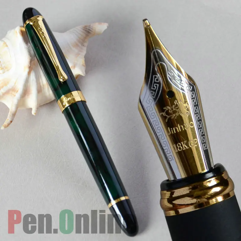 JINHAO X450 руководитель темно зеленый и золотой 18KGP 0 7 мм перо с широким основанием