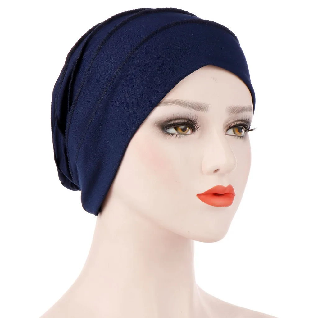 

hot solid color Muslim Scarf Inner Hi jab Cap Islamic Head Wear Hat Head band Turban Head Scarf Headwrap Women Muslim 4.11
