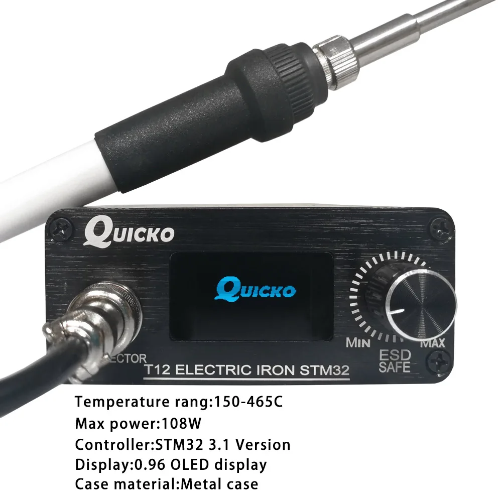 Паяльная станция QUICKO OLED T12-K наконечники для электронного утюга с цифровым контроллером температуры STM32 0,96