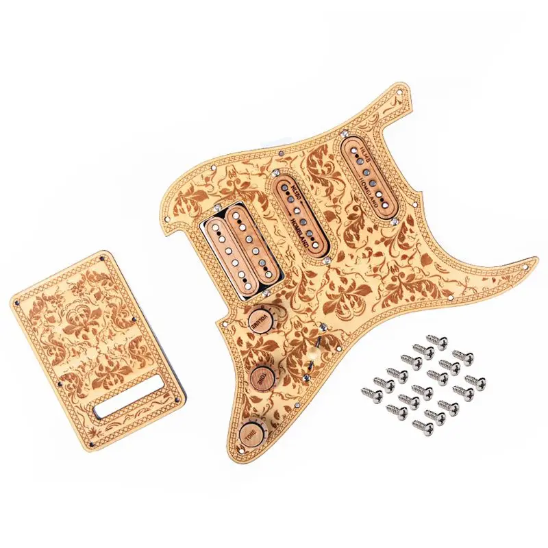 

1 Set Guitar Pickguard Prewired SSH Set Alnico V Full Wood Style Refined For ST Right Handed Homeland