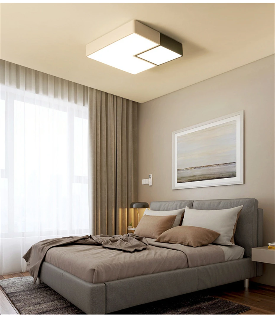 Lâmpada do Quarto Simples Geométrica Praça Led Teto Lâmpada da Cozinha da Moderno Preto e branco Lamparas Techo Restaurante Luminária Casa 10 Branco lamparas techo restaurante Luminária Casa