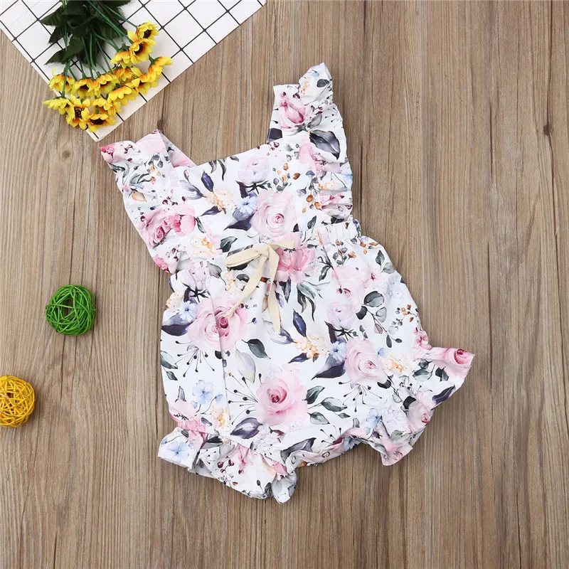 

3M-24M Lovely Infant Baby Girl Clothes Romper Flower Backless Jumpsuit Summer Casual Baby Clothes girl One-Pieces