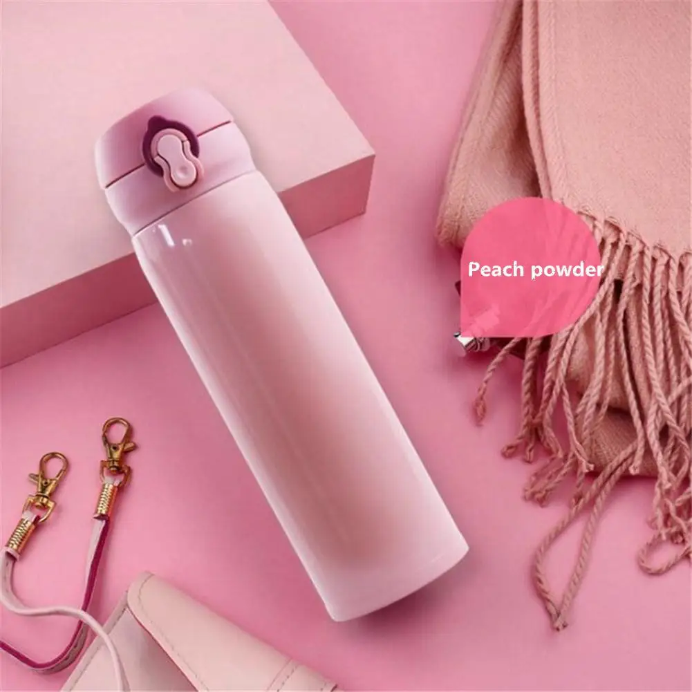 Mounchain 500 мл вакуумная велосипедная бутылка для воды отскакивающая крышка Изолированная чашка уличная нержавеющая сталь Изолированная чашка для воды 6-12 часов - Цвет: Pink