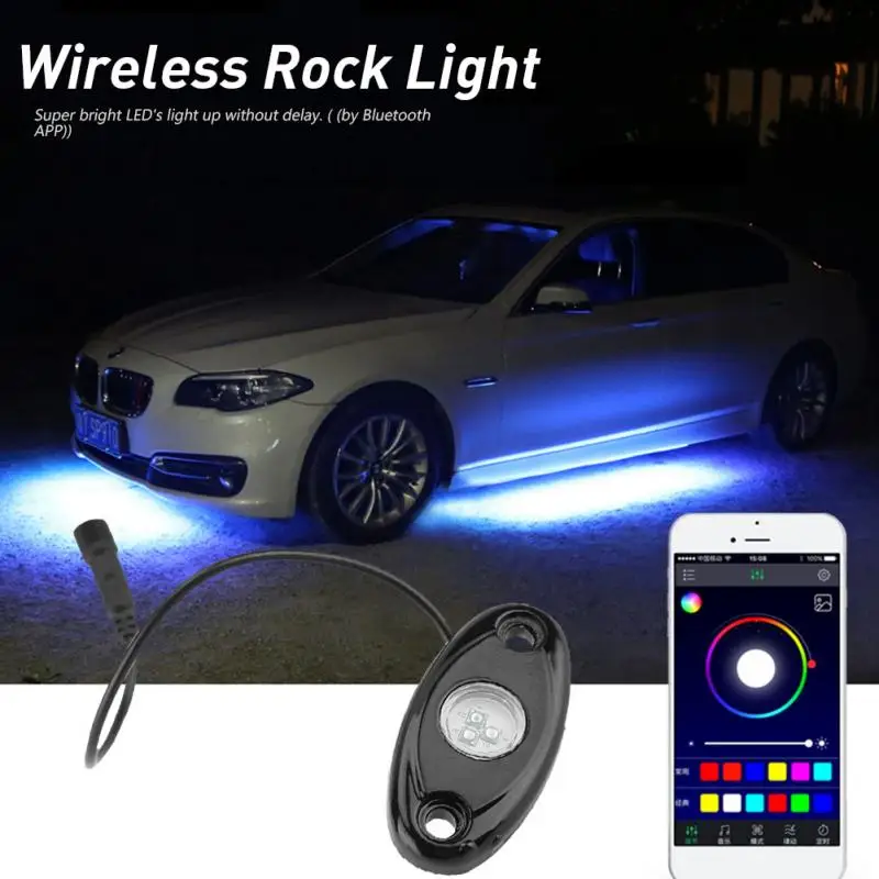 

Universal 8 Pods Bluetooth Wireless Multicolor RGB LED Rock Light Kit for Car Truck Car Accessories Rock Lamp Glow Light